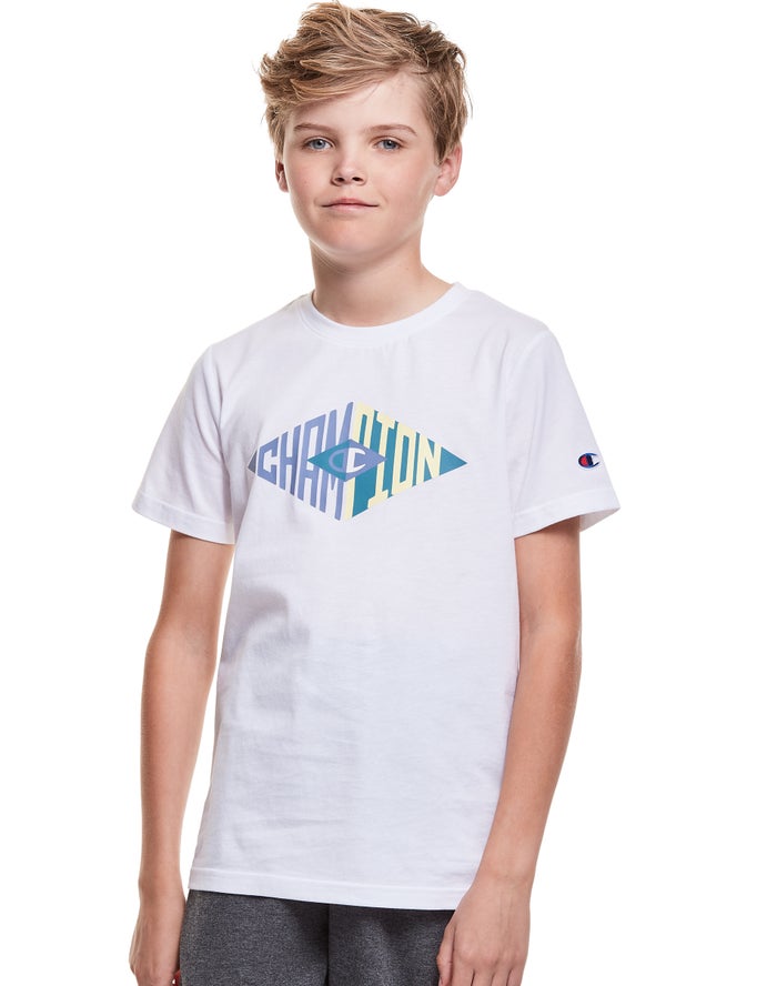 Champion Cotton Diamond Logo T-Shirt Jongens - Wit - Belgie 7310TSDHB